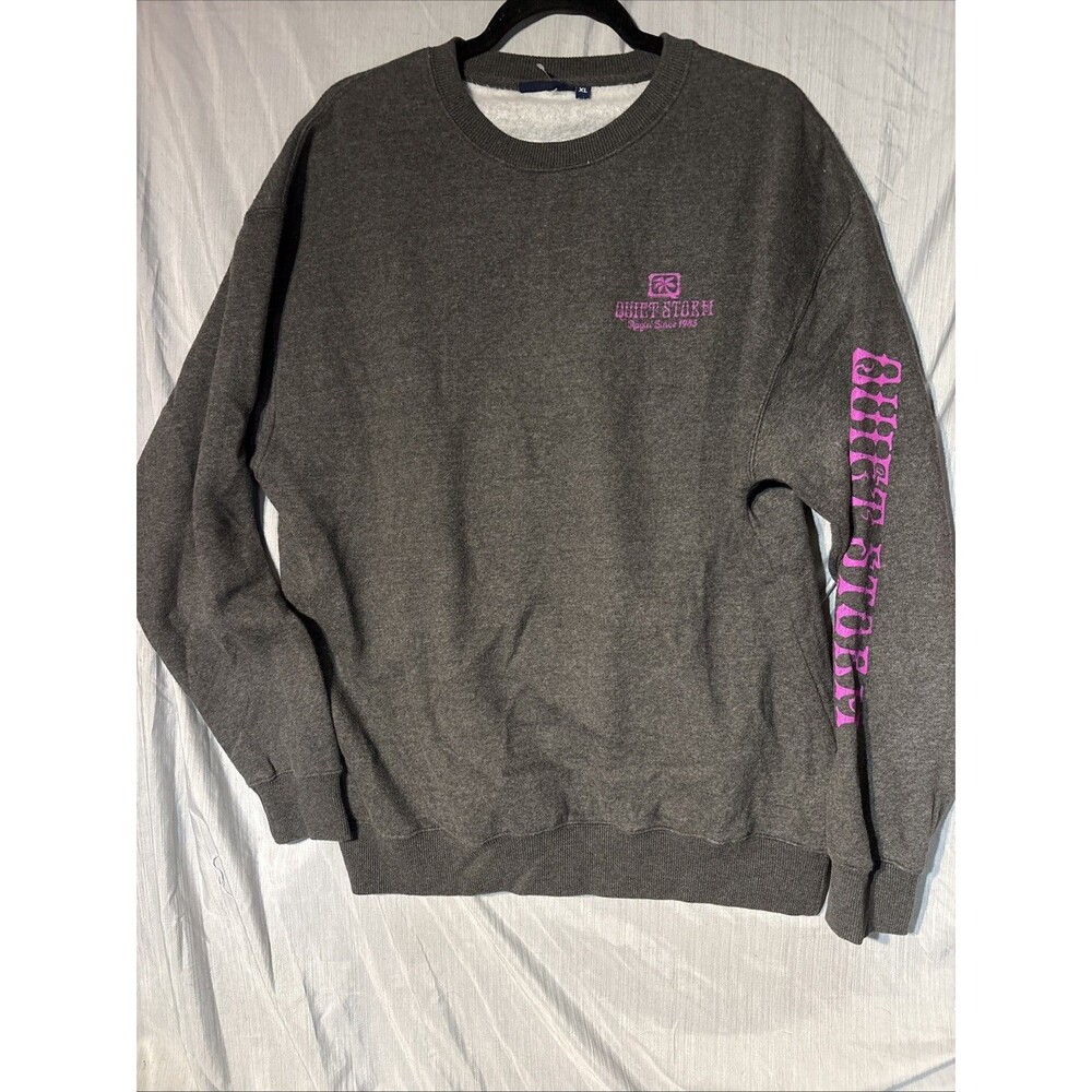 Quiet Storm Surf Shop Sweatshirt Adult XL Pink Gray Neon Eye Y2K Crew Neck Funky